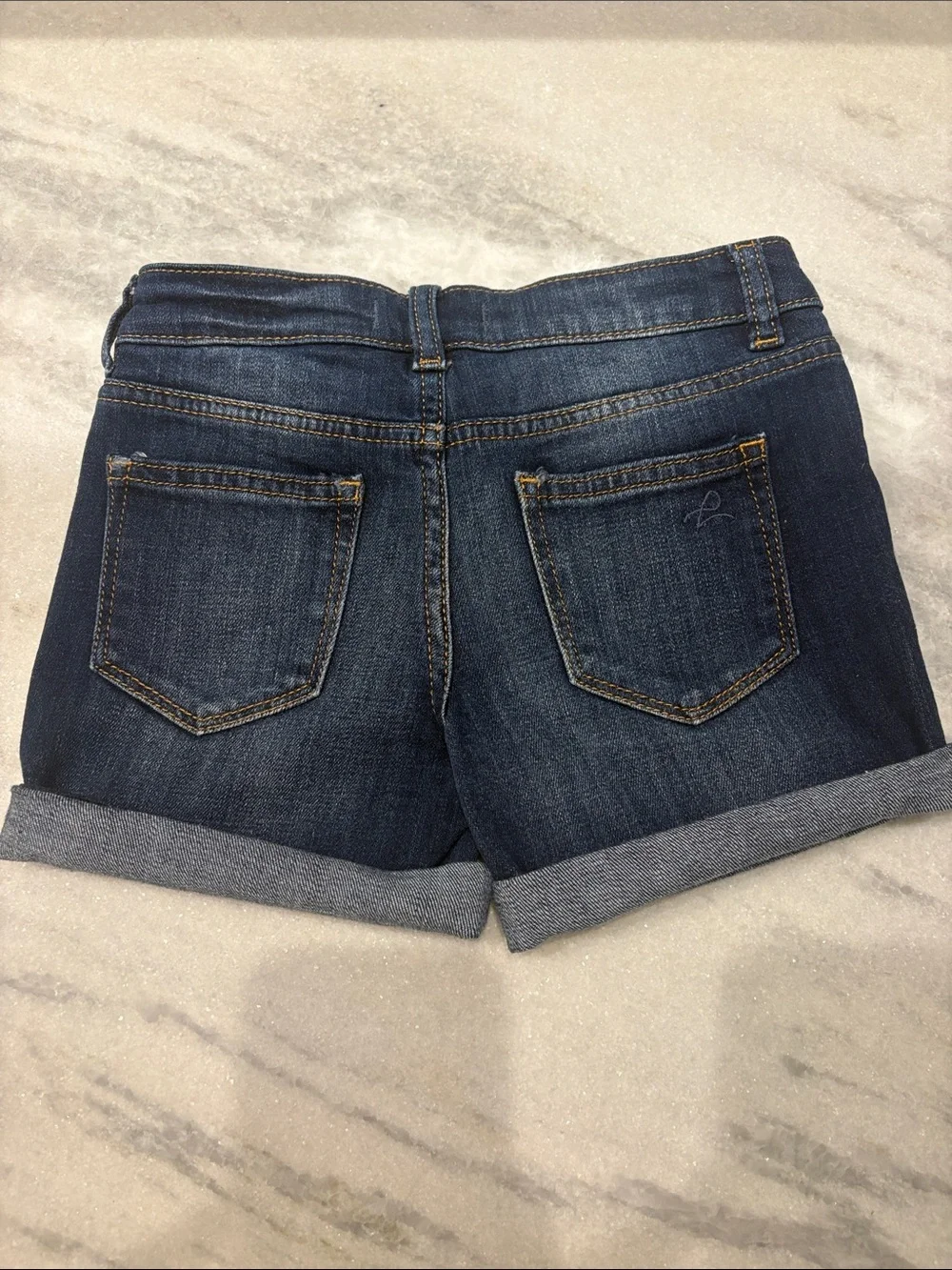 DL1961 Dark Indigo Rolled Cuff Denim Shorts